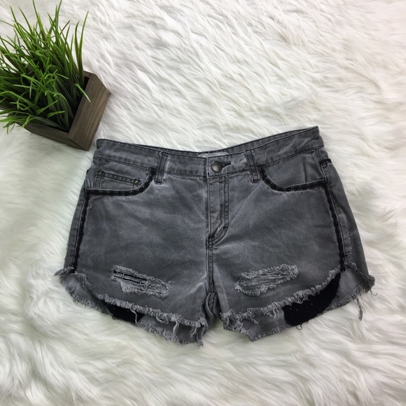 Free People Pants - Free People Distressed Grey Wash Cut Off Shorts 26